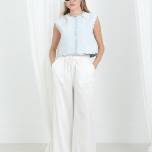 White Palazzo Pants With Drawstring And Wide Leg - Brand: SOUL - Women & Kids, Baby Clothes Wholesale - TheBS Women