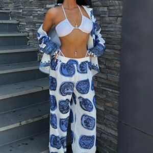 Patterned Satin Suit - Multicolor - Brand: Sobe Istanbul - Women & Kids, Baby Clothes Wholesale - TheBS Women