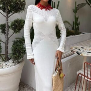 Openwork Detailed Crew Neck Sweater Dress - Brand: Sobe Istanbul - Women & Kids, Baby Clothes Wholesale - TheBS Women