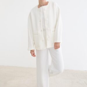 White Elegant Single-Breasted Coat With Buttoned Closure - Brand: Levure - Women & Kids, Baby Clothes Wholesale - TheBS Women