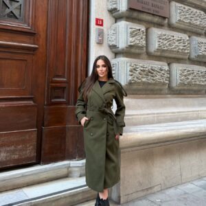 Elegant Green Double-Breasted Coat - Brand: My Jest Fashion - Women & Kids, Baby Clothes Wholesale - TheBS Women