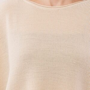 Beige Oversized Fit Sweater With Round Neck - Brand: Lustrin - Women & Kids, Baby Clothes Wholesale - TheBS Women