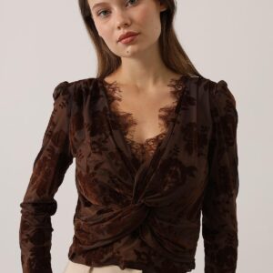 Elegant Floral Blouse With Plunging Neck - Brand: Reyon - Women & Kids, Baby Clothes Wholesale - TheBS Women