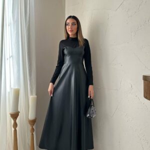 Black Elegant Modest Fit And Flare Floor-Length Dress - Brand: Elisa - Women & Kids, Baby Clothes Wholesale - TheBS Women