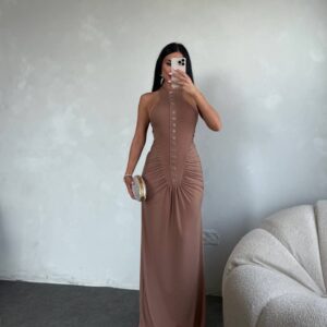 Brown Sexy Elegant Formal Glam Sheath Dress - Brand: My Jest Fashion - Women & Kids, Baby Clothes Wholesale - TheBS Women