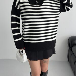 Oversized Striped Hooded Neck Sweater - Brand: My Fashion - Women & Kids, Baby Clothes Wholesale - TheBS Women