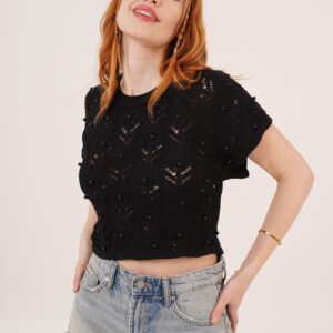 Black Casual Boho Crop Top - Brand: Lustrin - Women & Kids, Baby Clothes Wholesale - TheBS Women