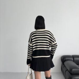 Black Striped Buttoned Crop Cardigan - Brand: My Fashion - Women & Kids, Baby Clothes Wholesale - TheBS Women