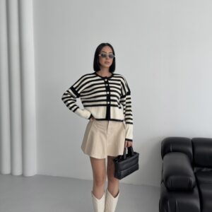 Striped Casual Cardigan With Button Closure - Brand: My Fashion - Women & Kids, Baby Clothes Wholesale - TheBS Women