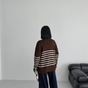 Oversized Fit Striped Sweater With High Neck - Brand: My Fashion - Women & Kids, Baby Clothes Wholesale - TheBS Women