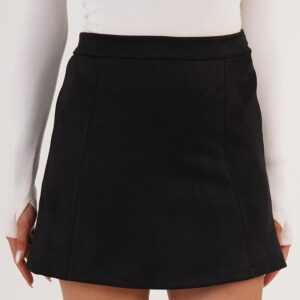 Black A-Line Mini Skirt High Waist Zip Up - Brand: Lustrin - Women & Kids, Baby Clothes Wholesale - TheBS Women