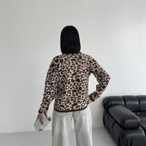 Brown Animal Print Buttoned Cardigan - Brand: My Fashion - Women & Kids, Baby Clothes Wholesale - TheBS Women