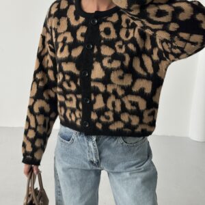 Black Animal Print Oversized Fit Cardigan - Brand: My Fashion - Women & Kids, Baby Clothes Wholesale - TheBS Women