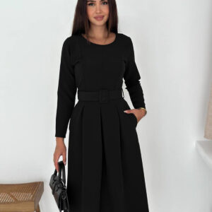 Fit And Flare Midi Dress With Long Sleeves - Brand: Mode Roy - Women & Kids, Baby Clothes Wholesale - TheBS Women