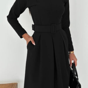 Fit And Flare Midi Dress With Long Sleeves - Brand: Mode Roy - Women & Kids, Baby Clothes Wholesale - TheBS Women