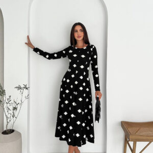 ElegantA-Line Midi Dress With Long Sleeves - Brand: Mode Roy - Women & Kids, Baby Clothes Wholesale - TheBS Women