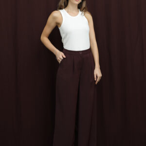 Claret Red Palazzo Pants - Elegant Wide LegHigh Waist - Brand: Puane - Women & Kids, Baby Clothes Wholesale - TheBS Women