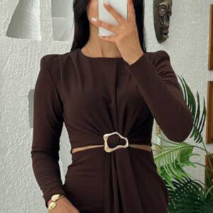 ElegantWrap Midi Dress With Long Sleeves - Brand: Mode Roy - Women & Kids, Baby Clothes Wholesale - TheBS Women