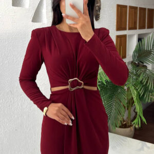Bodycon Midi Dress With Long Sleeves - Brand: Mode Roy - Women & Kids, Baby Clothes Wholesale - TheBS Women