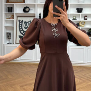 Fit And Flare Midi Dress With Puff Half Sleeves - Brand: Mode Roy - Women & Kids, Baby Clothes Wholesale - TheBS Women