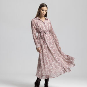 Pink Vintage Paisley Shirt Dress Midi Long Sleeve - Brand: Cream Rouge - Women & Kids, Baby Clothes Wholesale - TheBS Women