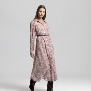 Pink Vintage Paisley Shirt Dress Midi Long Sleeve - Brand: Cream Rouge - Women & Kids, Baby Clothes Wholesale - TheBS Women