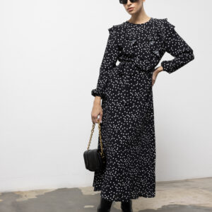 Black Elegant Polka Dot A-Line Maxi Dress - Brand: Cream Rouge - Women & Kids, Baby Clothes Wholesale - TheBS Women