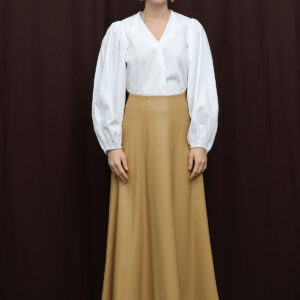 Khaki Flared Maxi Skirt With High Waist - Brand: Puane - Women & Kids, Baby Clothes Wholesale - TheBS Women