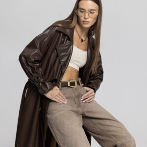 Brown Trenchcoat - Casual Elegant Glam Wrapover - Brand: Cream Rouge - Women & Kids, Baby Clothes Wholesale - TheBS Women