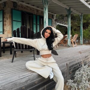 Beige Tracksuit - Sporty Oversized Hooded Jogger Set - Brand: EYYO ATELIER - Women & Kids, Baby Clothes Wholesale - TheBS Women