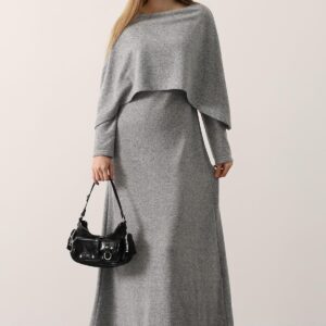 Sweater Dress With Boat Neck And Long Sleeves - Brand: Reyon - Women & Kids, Baby Clothes Wholesale - TheBS Women