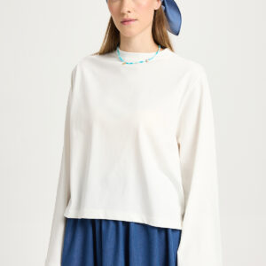 White Casual Modest Shirt With Extra Long Sleeves - Brand: First Angels - Women & Kids, Baby Clothes Wholesale - TheBS Women