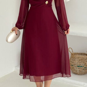 Elegant Wrap Dress With V-Neck - Brand: Mode Roy - Women & Kids, Baby Clothes Wholesale - TheBS Women