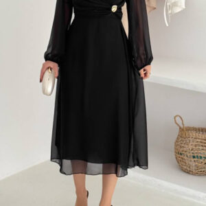 Elegant Wrap V-Neck Midi Dress - Brand: Mode Roy - Women & Kids, Baby Clothes Wholesale - TheBS Women