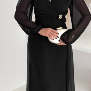 Elegant Wrap V-Neck Midi Dress - Brand: Mode Roy - Women & Kids, Baby Clothes Wholesale - TheBS Women