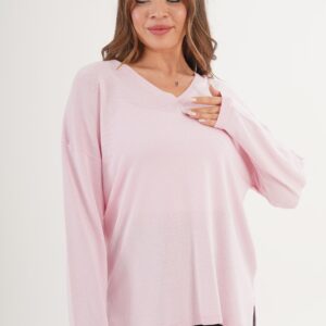 Sweater Oversized V-Neck Long Sleeve Casual - Brand: Lustrin - Women & Kids, Baby Clothes Wholesale - TheBS Women