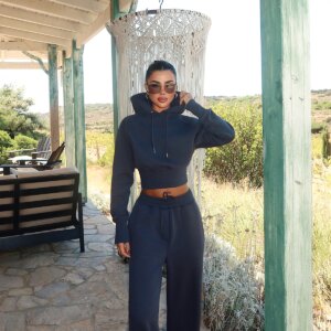 Navy Blue Tracksuit - Casual Sporty Jogger Set - Brand: EYYO ATELIER - Women & Kids, Baby Clothes Wholesale - TheBS Women