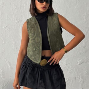 Green Floral Ethnic Open Front Vest - Brand: Topshow - Women & Kids, Baby Clothes Wholesale - TheBS Women