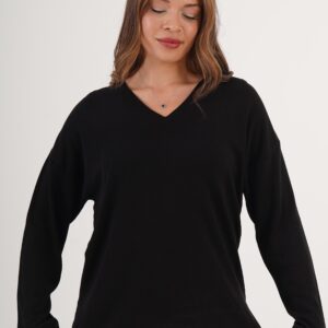 Sweater With V-Neck And Oversized Fit - Brand: Lustrin - Women & Kids, Baby Clothes Wholesale - TheBS Women