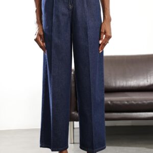 Blue High Waist Palazzo Pants With Buttoned Closure - Brand: Cream Rouge - Women & Kids, Baby Clothes Wholesale - TheBS Women