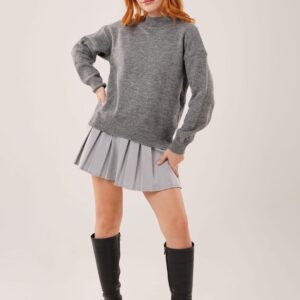 Grey Sweater Oversized High Neck Long Sleeve - Brand: Lustrin - Women & Kids, Baby Clothes Wholesale - TheBS Women