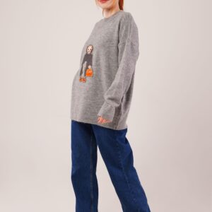 Oversized Fit Sweater With Crew Neck - Brand: Lustrin - Women & Kids, Baby Clothes Wholesale - TheBS Women