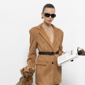 Brown Elegant Single Breasted Blazer Jacket - Brand: Cream Rouge - Women & Kids, Baby Clothes Wholesale - TheBS Women