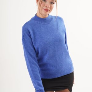 Blue Sweater With High Neck And Long Sleeves - Brand: Lustrin - Women & Kids, Baby Clothes Wholesale - TheBS Women