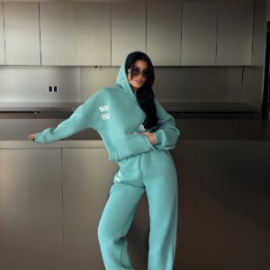 Green Tracksuit Oversized Jogger With Hooded Neck - Brand: EYYO ATELIER - Women & Kids, Baby Clothes Wholesale - TheBS Women