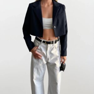 Navy One Button Blazer Jacket - Brand: Black Fashion - Women & Kids, Baby Clothes Wholesale - TheBS Women