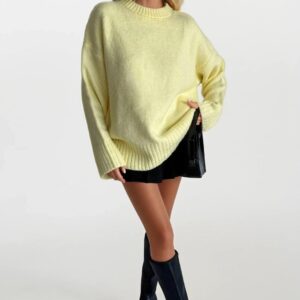 Oversized Fit Sweater Long Sleeve Round Neck - Brand: Black Fashion - Women & Kids, Baby Clothes Wholesale - TheBS Women