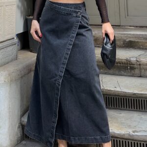 Black Wrap Maxi Skirt With Buttoned Closure - Brand: XLove - Women & Kids, Baby Clothes Wholesale - TheBS Women