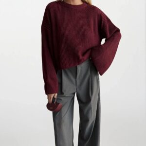 Sweater With Oversized Fit And Round Neck - Brand: Black Fashion - Women & Kids, Baby Clothes Wholesale - TheBS Women