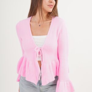 Cardigan With Ruffle Sleeves And Tie Closure - Brand: Lustrin - Women & Kids, Baby Clothes Wholesale - TheBS Women